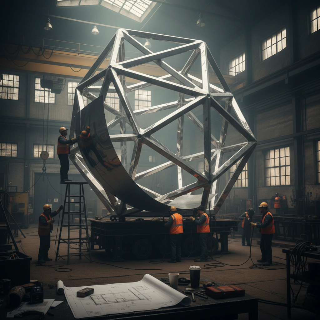 Showcase of various artistic finishes on metal surfaces, including flawless mirror polishing, brushed satin textures, and custom colored patinas, highlighting the final aesthetic perfection of the custom fabrication process